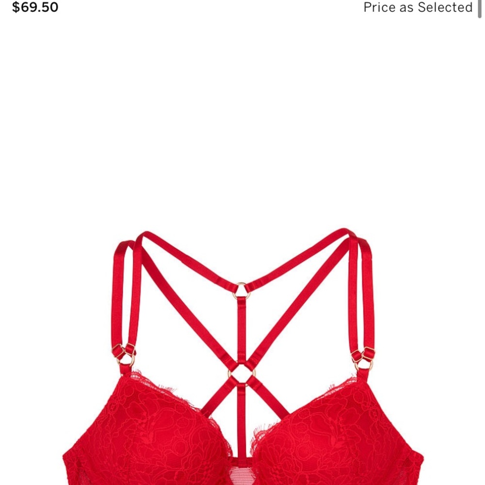 New VS Satin Red Strappy Back Bombshell Bra (NWT)